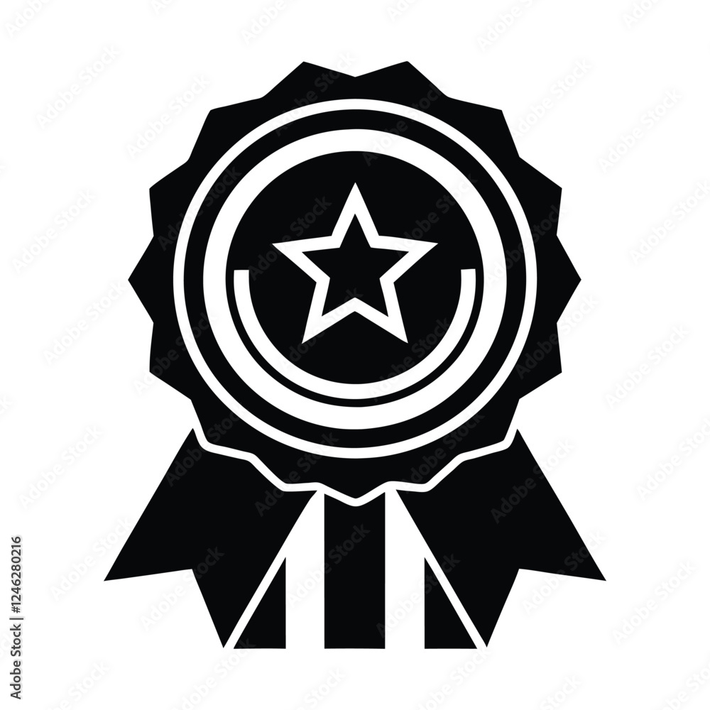 Award ribbon with star icon vector Award ribbon with star icon vector