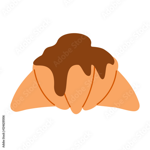 Isolated croissant with chocolate on a white background