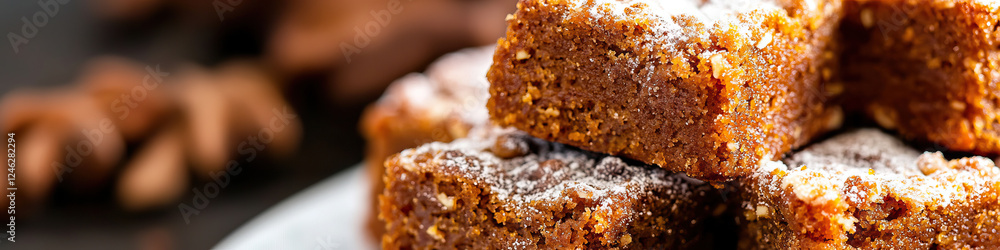 Fototapeta premium Powdered Sugar-Dusted Brown Baked Goods