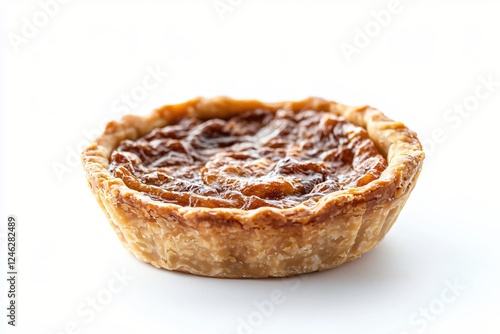 Delicious butter tart on white background a sweet pastry treat with flaky crust and filling photo