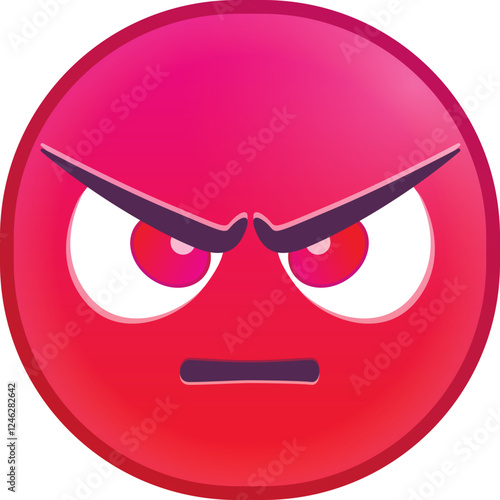 Red angry emoji with intense eyebrows and frowning expression.