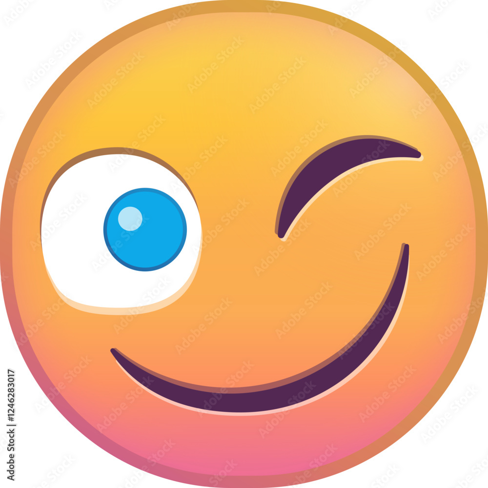 Winking emoji with a playful expression and colorful design. Winking emoji with a playful expression and colorful design.