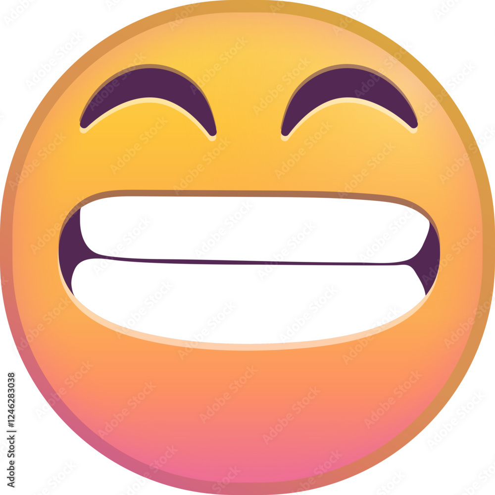 Grinning emoji with closed eyes and big smile on gradient background.