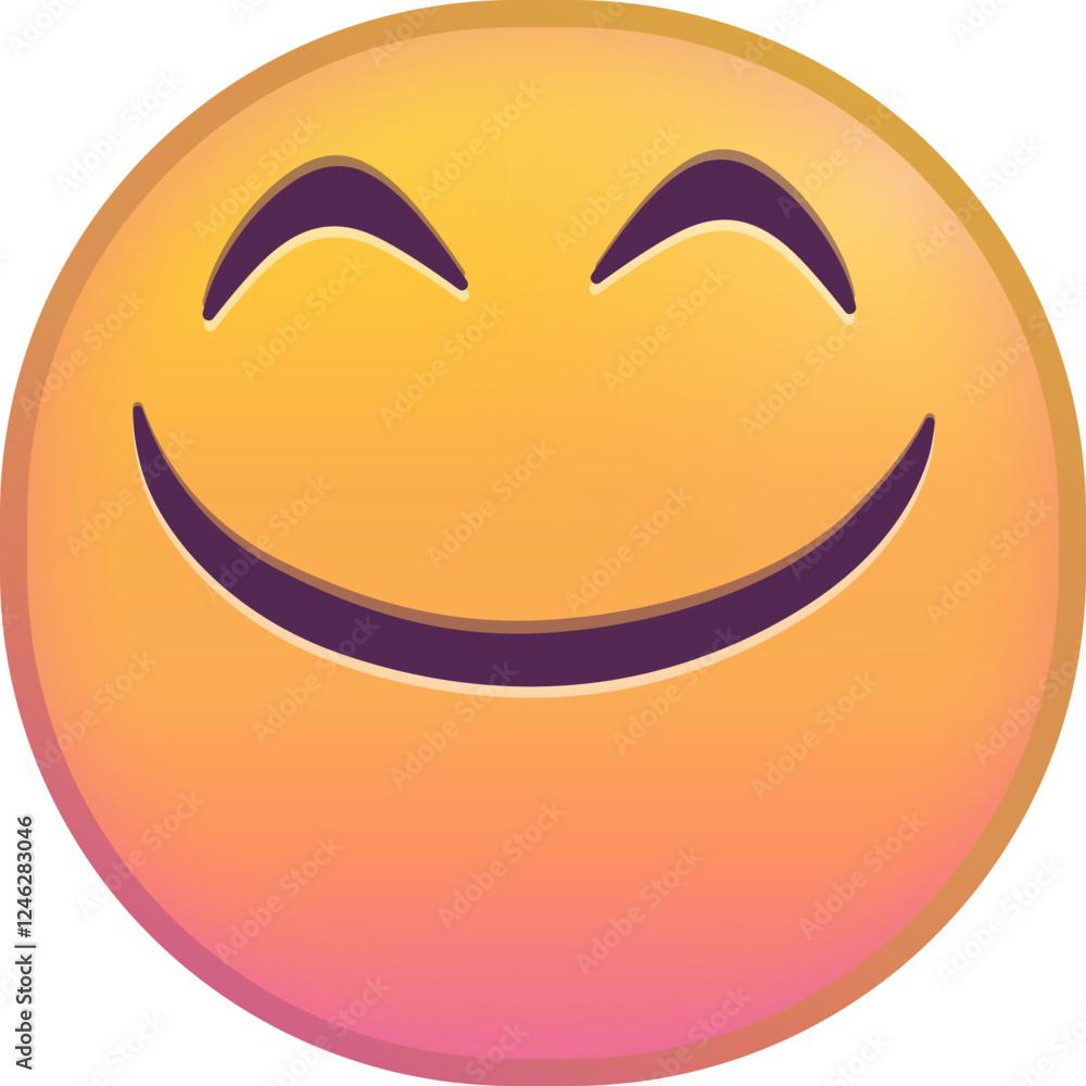 Blushing smiley face emoji with closed eyes and a wide grin. Blushing smiley face emoji with closed eyes and a wide grin.