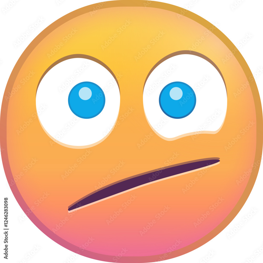 Colorful emoji with a confused and skeptical facial expression.