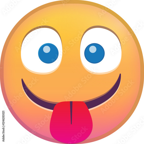 Cartoon emoji with a silly expression sticking out its tongue.