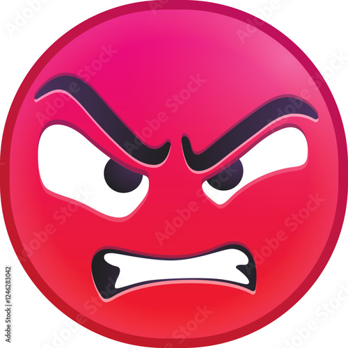 Red angry emoji with furrowed eyebrows and frowning mouth.