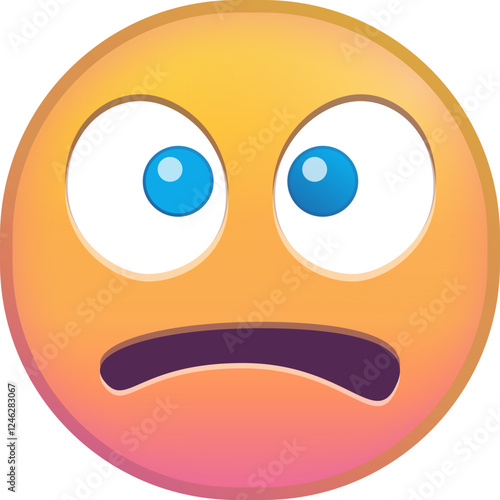 Colorful shocked emoji with wide eyes and open mouth expression.