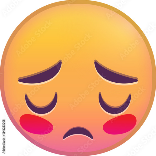 Sad blushing emoji face expressing disappointment and upset feelings.