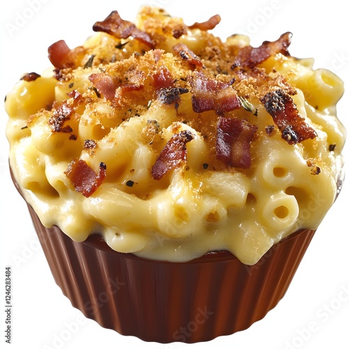 Gourmet mac and cheese with crispy bacon photo