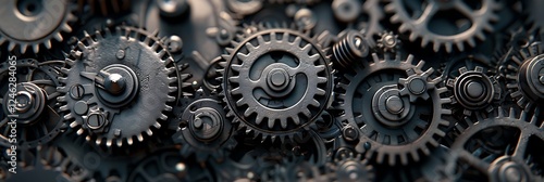 Wallpaper Mural Close-up of interlocking metal gears. Represents teamwork, mechanics, industry, engineering, and interconnected systems.
 Torontodigital.ca