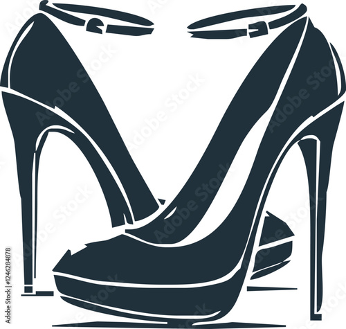 Women's high heels shoe icon isolated on white background. Vector illustration