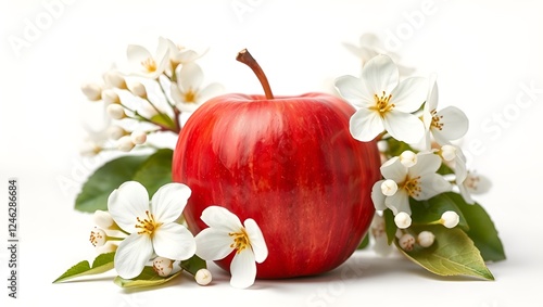 red apple with flower