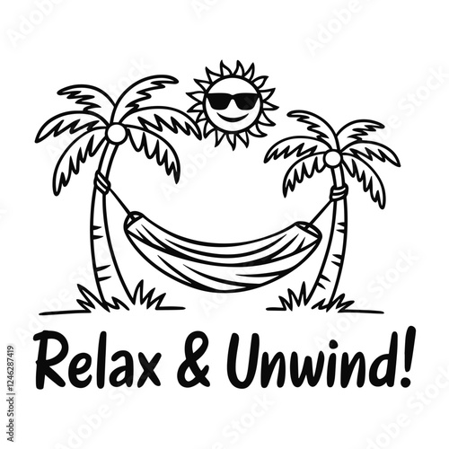 Relax and Unwind T Shirt Design Black Hammock in Tree