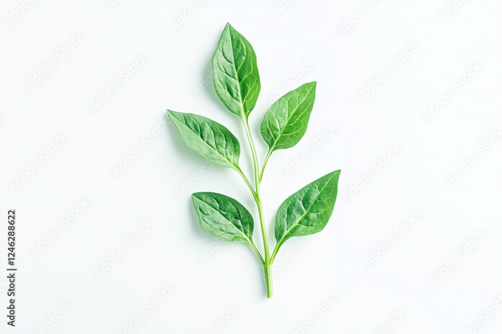 Fresh Green Leaves on White Background Minimalist Botanical Still Life Nature Photography Fresh Green Leaves on White Background Minimalist Botanical Still Life Nature Photography