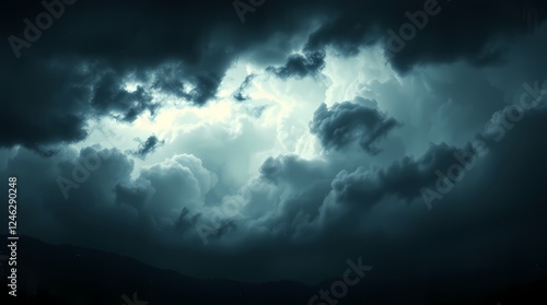 Intense dramatic weather scene with a realistic transparent cutout, grungy gradient texture and vignette overlay for depth
