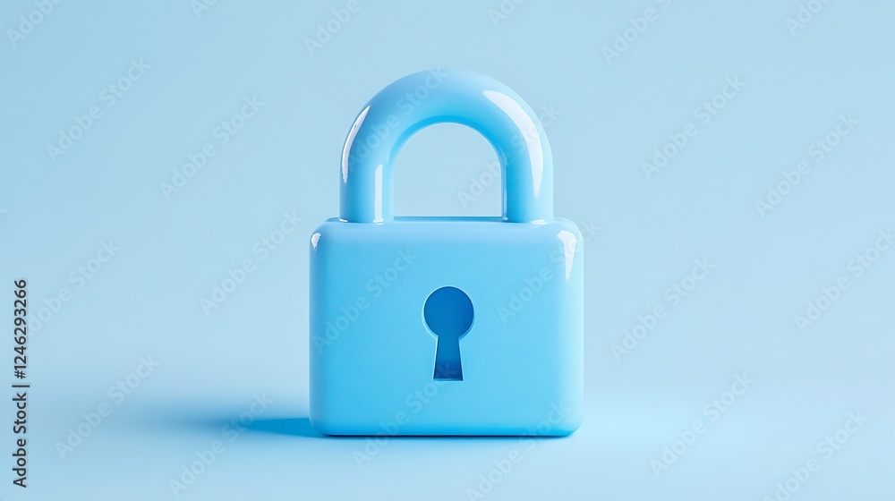 Blue Padlock Isolated on Light Blue Background Symbolizing Security and Privacy in Digital Age Blue Padlock Isolated on Light Blue Background Symbolizing Security and Privacy in Digital Age