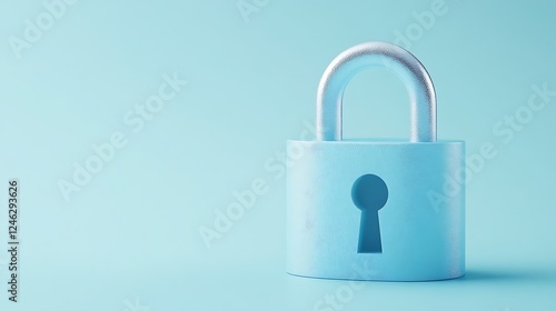 Wallpaper Mural Blue Padlock on a Soft Blue Background Symbolizing Security and Protection in Digital or Physical Spaces Torontodigital.ca