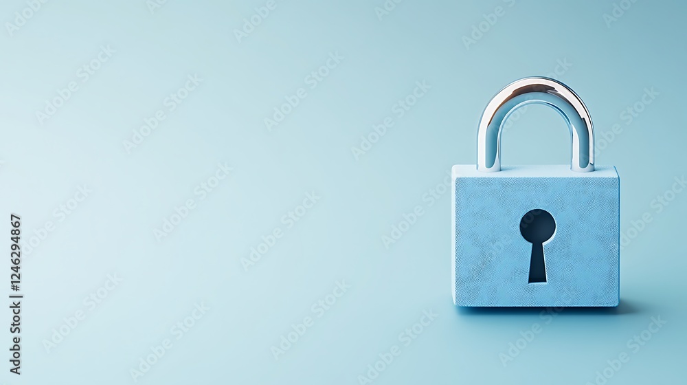 Blue Security Padlock on a Light Background Symbolizing Protection and Privacy in Digital and Physical Space Blue Security Padlock on a Light Background Symbolizing Protection and Privacy in Digital and Physical Space