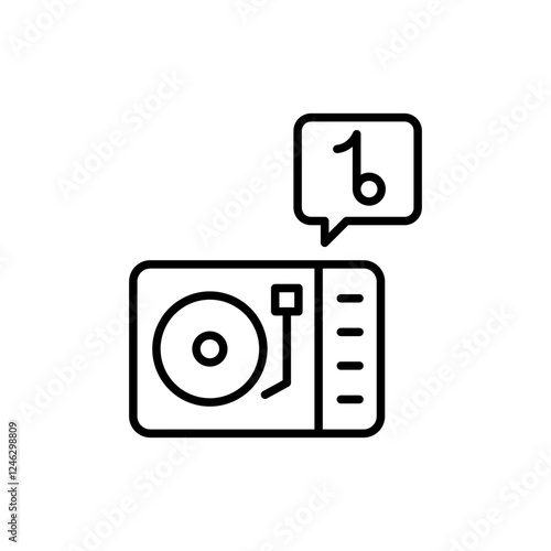 Disc jockey outline icons, minimalist vector illustration ,simple transparent graphic element .Isolated on white background