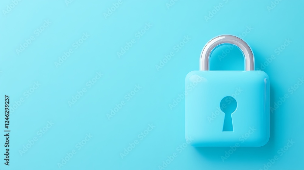 Contemporary Blue Padlock on Soft Aqua Background for Security and Protection Concepts in Digital Age Contemporary Blue Padlock on Soft Aqua Background for Security and Protection Concepts in Digital Age