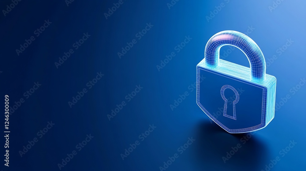 Fototapeta premium Digital concept of secure padlock on blue background representing data protection and cybersecurity in technology