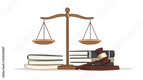 Justice Scales with Gavel and Books - Legal Concept - Illustration photo