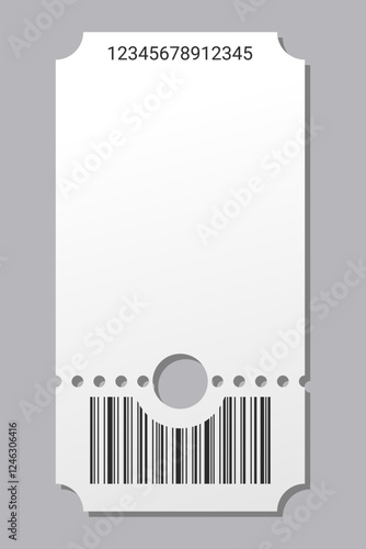 Empty ticket template. Blank concert ticket or lottery coupon. Event coupon or cinema movie theater card. Festival or circus paper empty flyer. Vector isolated illustration