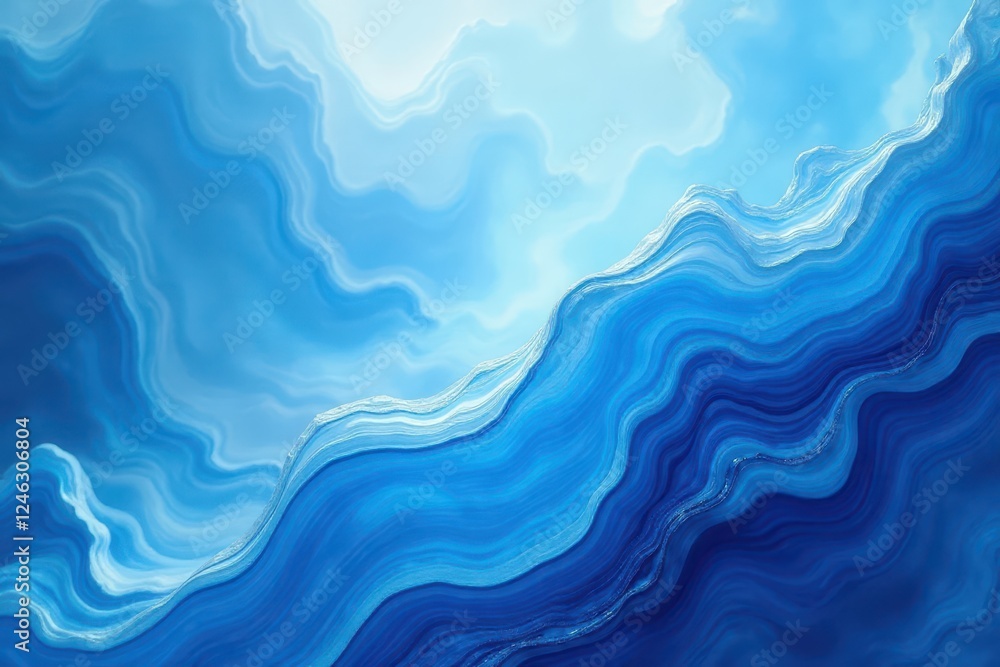 Fototapeta premium Abstract marbled backdrop, ethereal blue and white pattern , light, pastel, wave