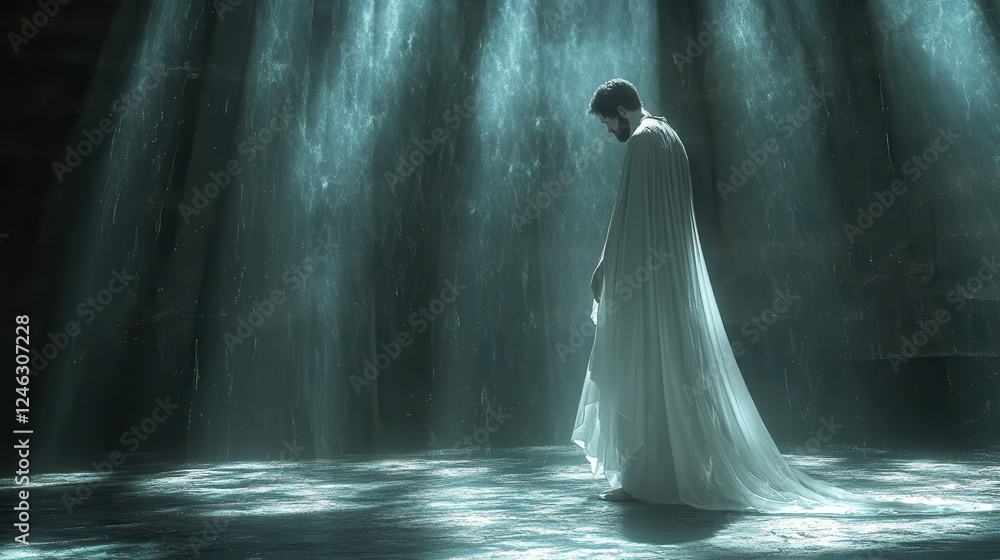 resurrection 3d rendering of a man in a long white robe walking in the light resurrection 3d rendering of a man in a long white robe walking in the light