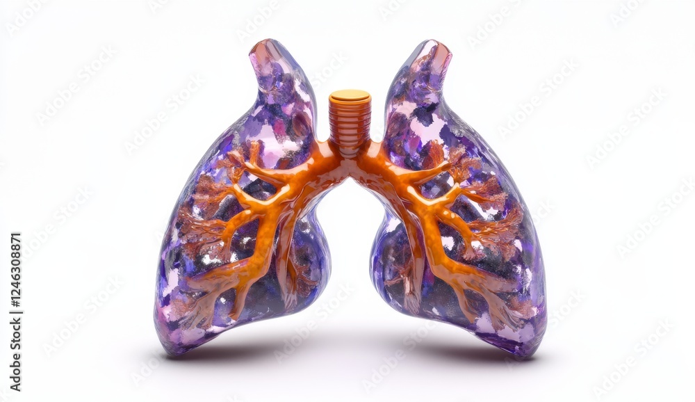 Transparent lungs model, studio, medical illustration, healthcare Transparent lungs model, studio, medical illustration, healthcare