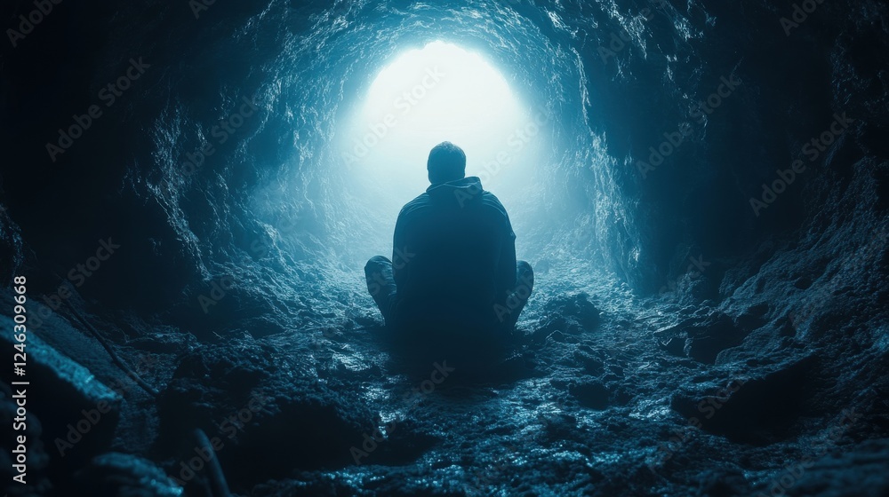 resurrection silhouette of a man in a dark cave with light coming through resurrection silhouette of a man in a dark cave with light coming through