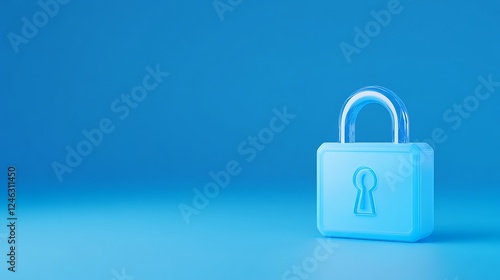 Minimalist Lock Icon on Bright Blue Background for Security and Protection Concept Imagery