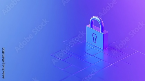 Wallpaper Mural Neon Lock Icon on Abstract Background Illustrating Security and Protection Concept in Digital Space Torontodigital.ca