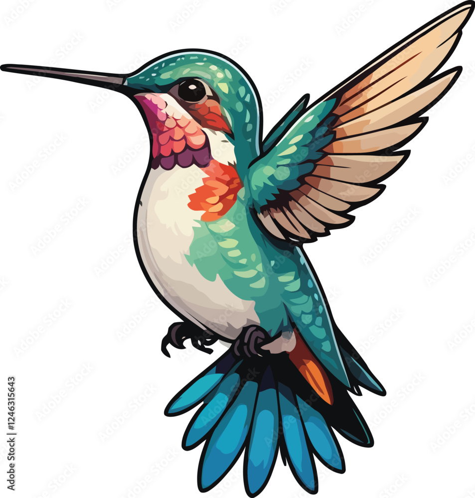 Obraz premium Tiny Hummingbird Hovering Gracefully in the Air