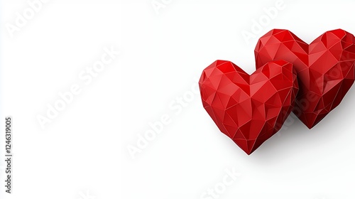 Wallpaper Mural Two Red Geometric Hearts on White Background Torontodigital.ca