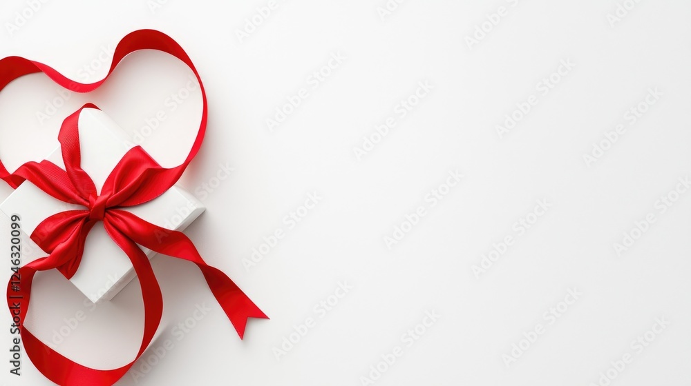 Red ribbon gift box on white background Red ribbon gift box on white background