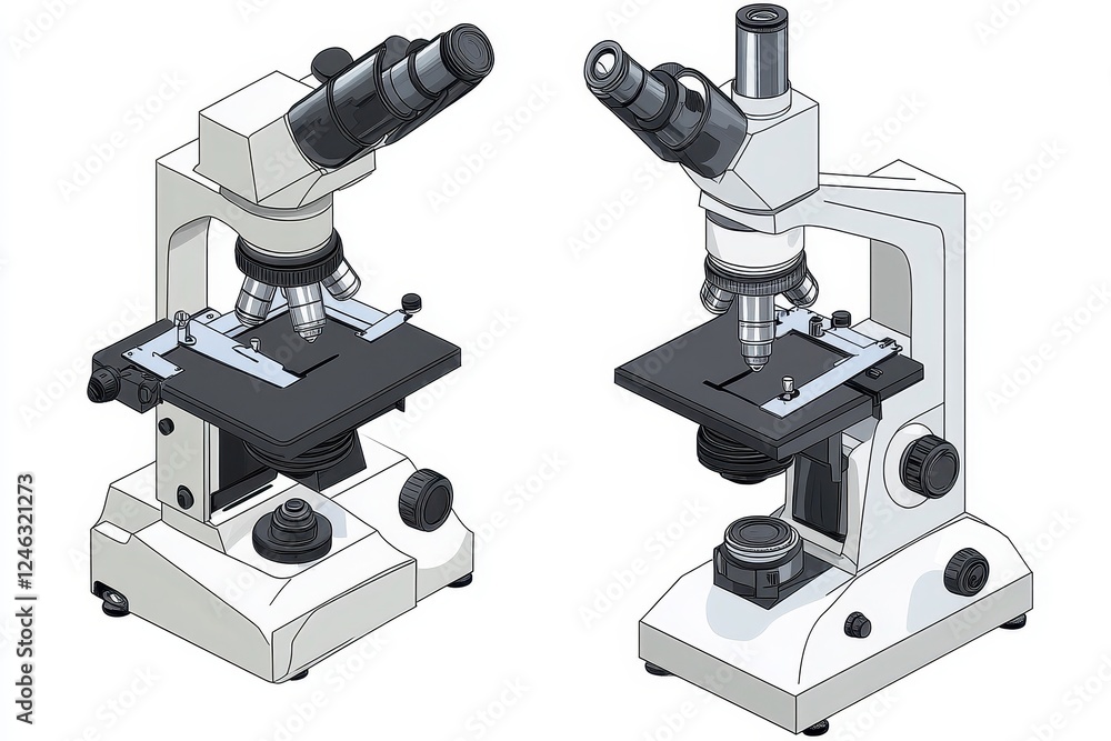 Detailed Illustrations of Laboratory Microscopes for Science Projects Detailed Illustrations of Laboratory Microscopes for Science Projects