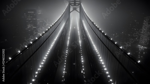 A black and white photograph of the Bay Bridge in San Francisco
