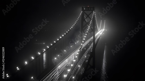A black and white photograph of the Bay Bridge in San Francisco
