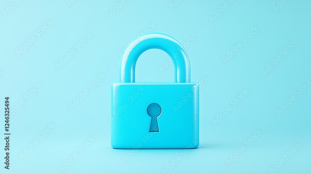 Vibrant Blue Padlock on Soft Blue Background Symbolizing Security and Protection in Modern Digital Age Vibrant Blue Padlock on Soft Blue Background Symbolizing Security and Protection in Modern Digital Age