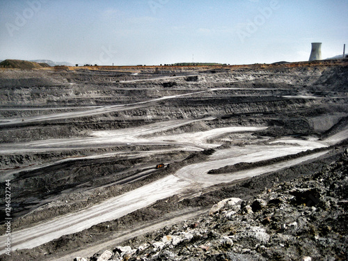 Photograph from 2009: Opencast coal mining at the former Emma mine (now closed), Puertollano, Spain