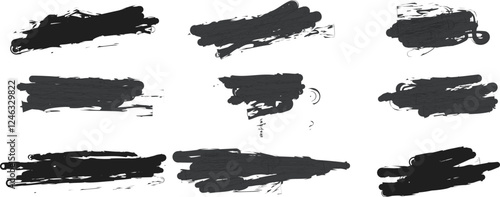 Box brush frame rough shape set. Hand drawn grunge square and rectangle shapes with crayon or pastel texture. Color vector background. Vector illustration
