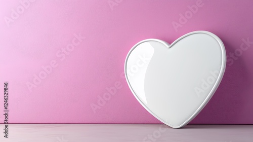 White Heart on Pink Textured Background