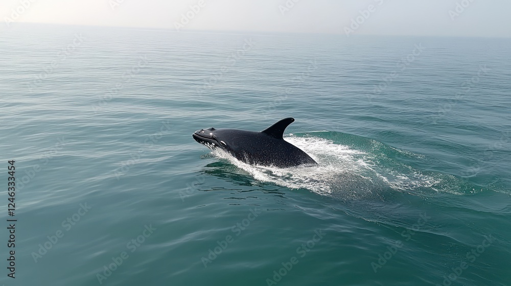 Fototapeta premium Dolphin swimming in the ocean.