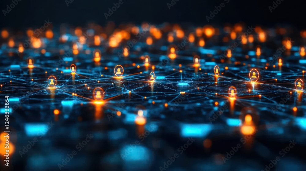 Fototapeta premium Global network connection, digital nodes and lines.