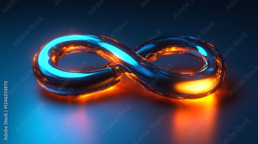 A glowing infinity symbol rendered in vibrant colors, showcasing a sleek design that symbolizes limitless possibilities and endless potential A glowing infinity symbol rendered in vibrant colors, showcasing a sleek design that symbolizes limitless possibilities and endless potential