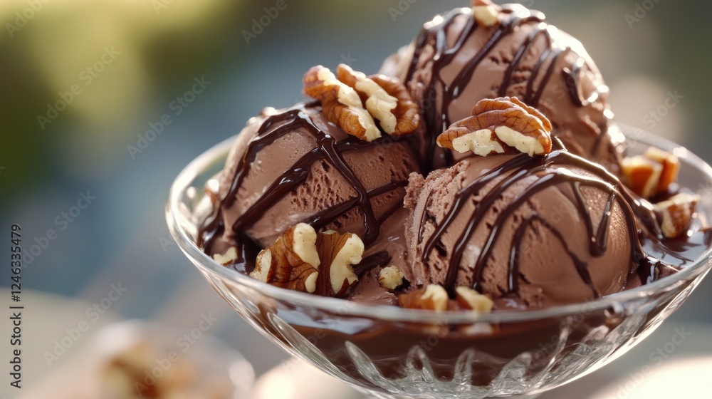 Chocolate Ice Cream Sundae with Pecans Chocolate Ice Cream Sundae with Pecans