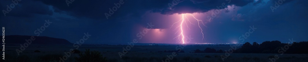 Dark landscape with lightning casting eerie shadows, sky, shadows Dark landscape with lightning casting eerie shadows, sky, shadows