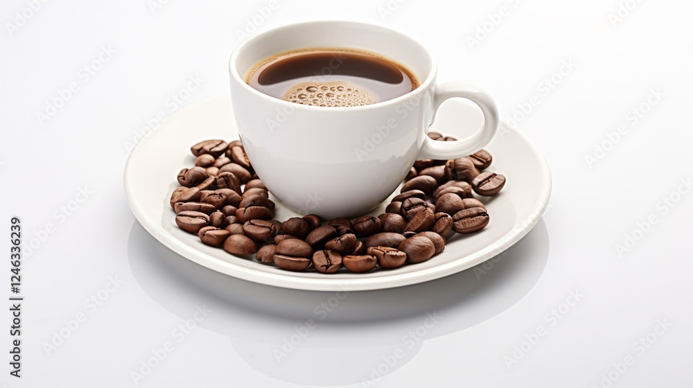 Professional Cup of Coffee Beans Isolated on White Background for Marketing Materials Professional Cup of Coffee Beans Isolated on White Background for Marketing Materials